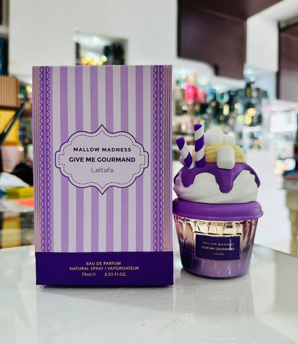 ادکلن بستنی بنفش ملو مدنس لطافه Lattafa طرح mallow madness give me gourmand هفتادو پنج میل امارات